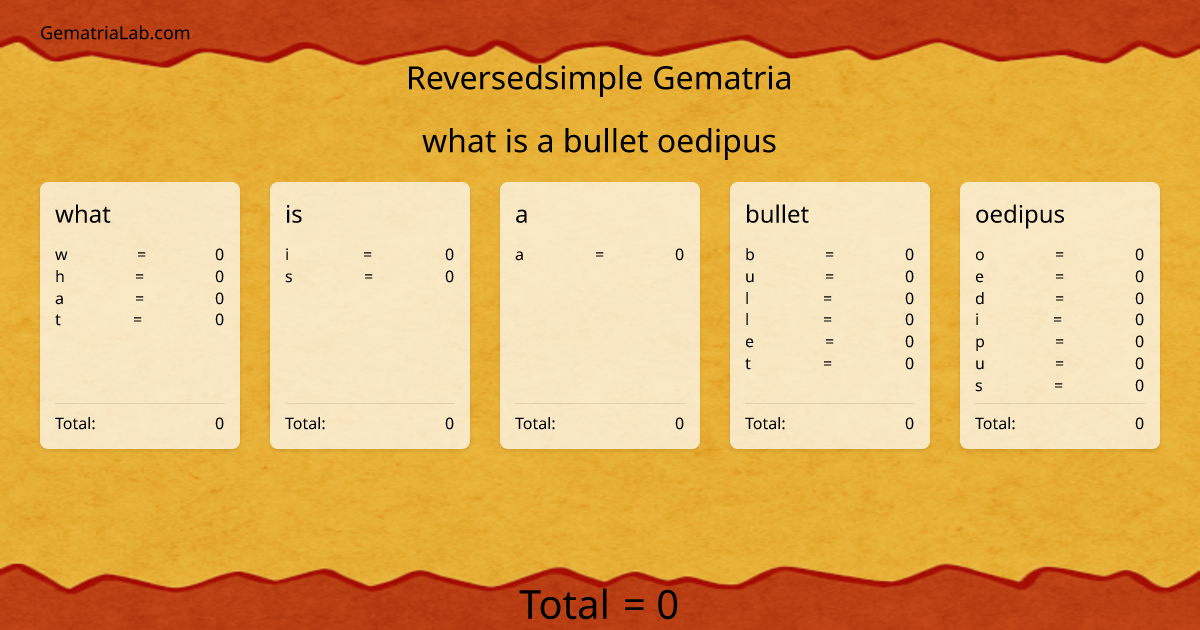 what is a bullet oedipus in reversedsimple Gematria